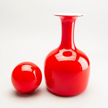 Otto Brauer, a glass decanter "Kastrup / Holmegaard", 1970s.