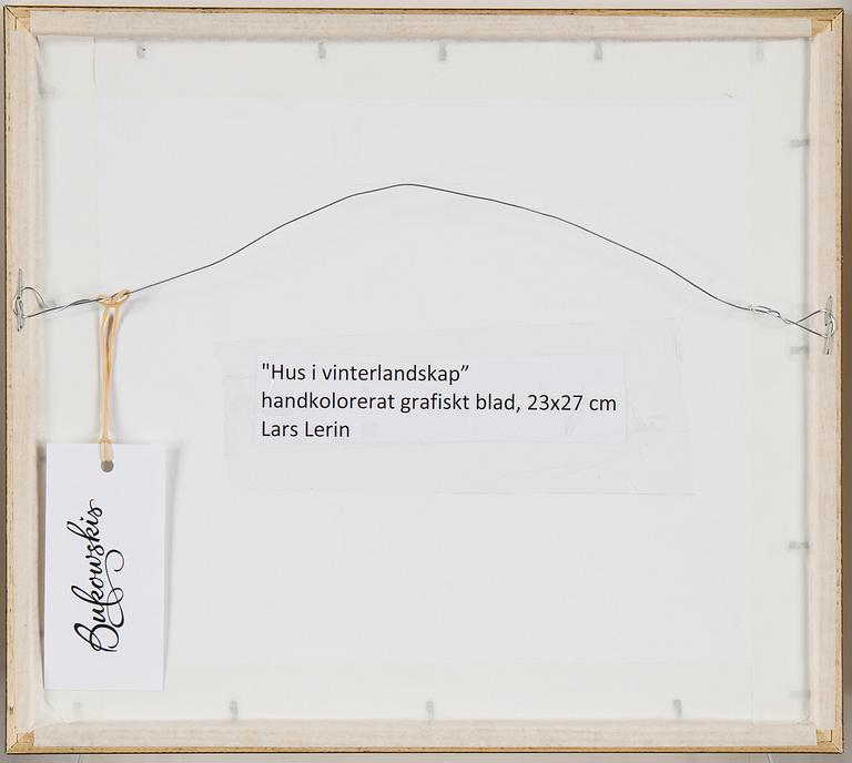 Lars Lerin, wood cut with hand colouring, 2008, signerad Lars Lerin et.