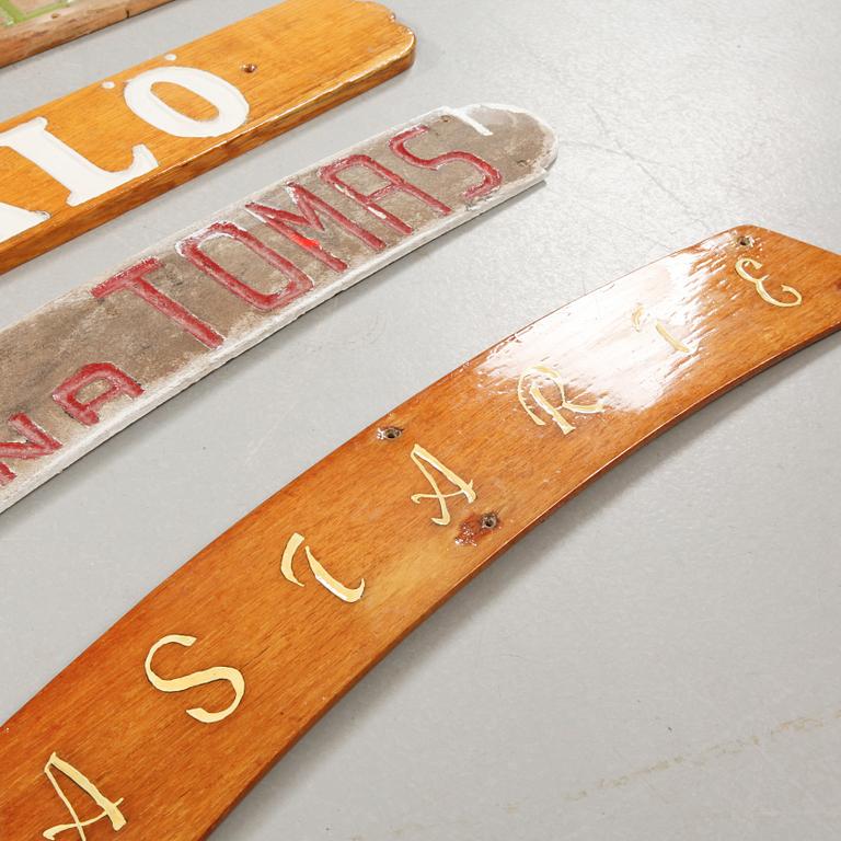 Four ship signs, 20th century.