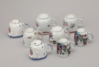 KOPPAR, åtta stycken, kompaniporslin. Qing dynastin, Qianlong (1736-95).