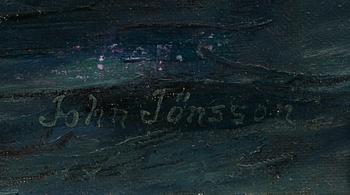 OKÄND KONSTNÄR, olja på duk, signerad John Jönsson, 1900-talets början.