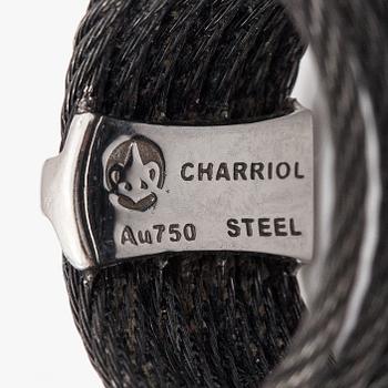 An 18K white gold and steel ring with diamonds ca. 0.095 ct in total. Charriol.