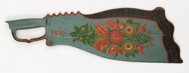 SKÄKTKNIV. Daterad 1845. Tillskriven Per Schenler, Norrala, Hälsingland.