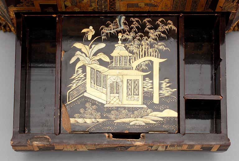 SCHATULL, lackerat trä. Qing dynastin, 1800-tal.