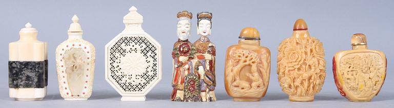 SNUSFLASKOR, 7 st, orientaliska, 1900-tal.