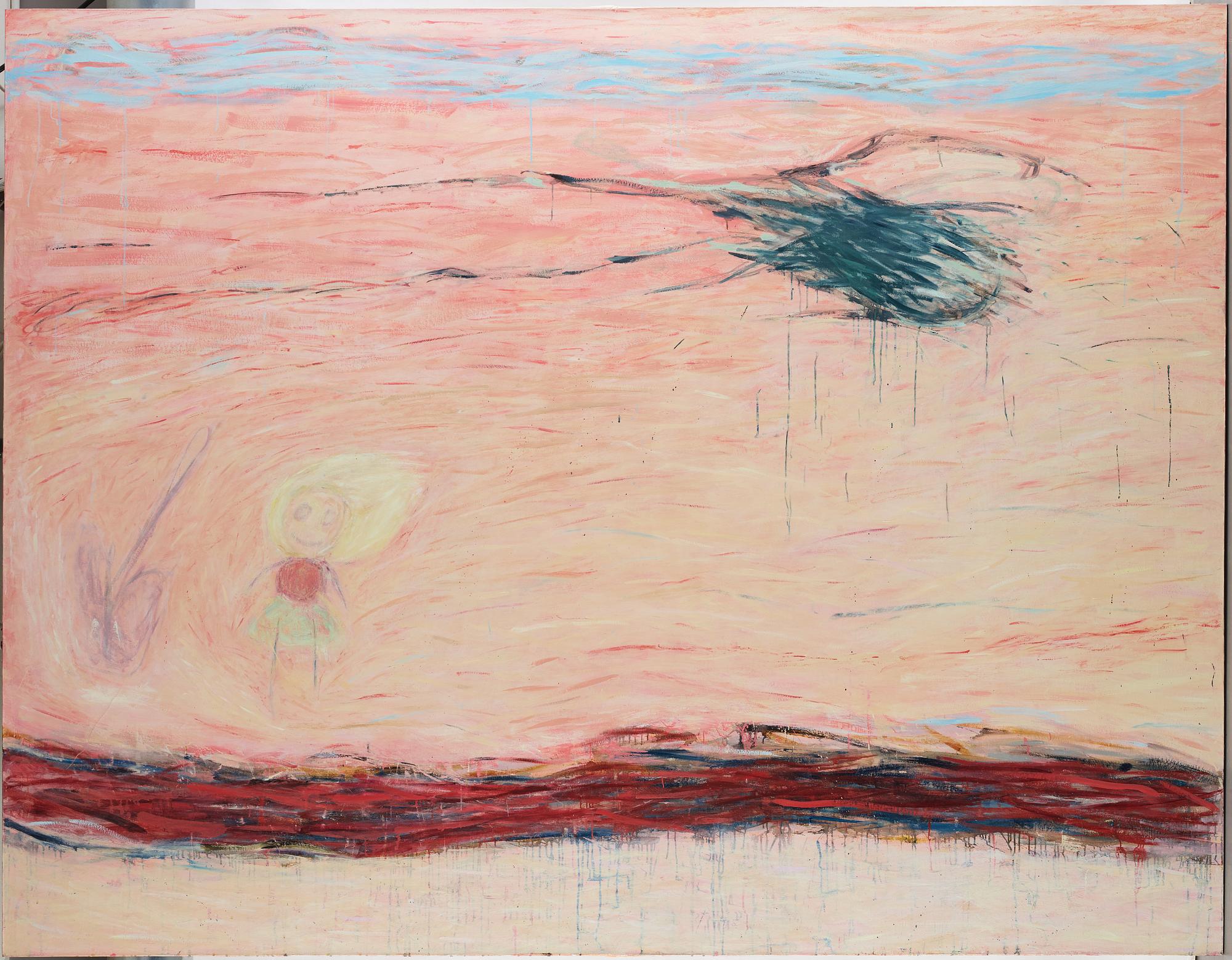 Mette Petri, oil on canvas, signed and dated Los Angeles 1987 on verso.