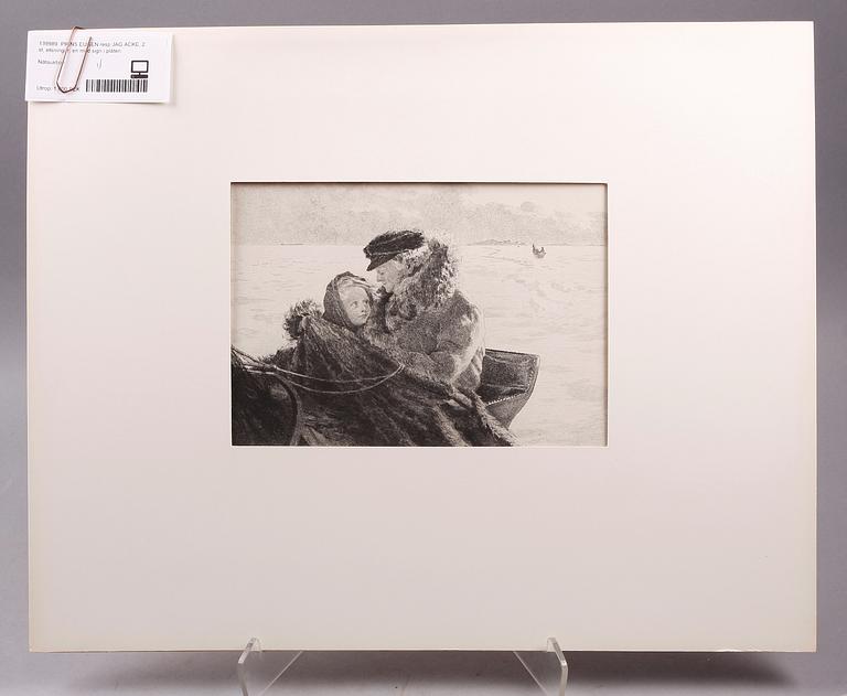 PRINS EUGEN resp JAG ACKE, 2 st, etsningar, en med sign i plåten.