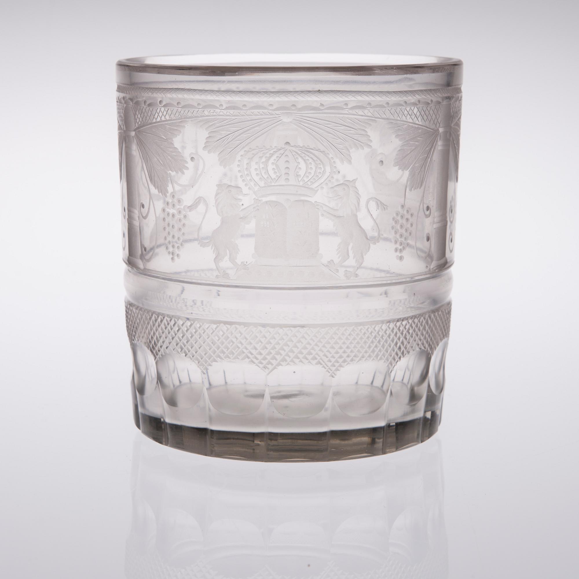 POKAL/KÄRL, glas, judiskt 1700/1800-tal.