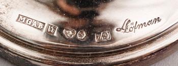 BÄGARE, 11 st, silver, Löfman, Stockholm 1974. Vikt ca 528 gram.