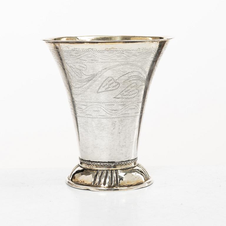 A parcel-gilt silver beaker, mark of Anders Gottfrid Roos, Turku, Finland, 1811.