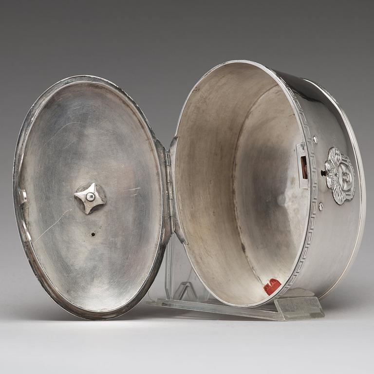 A Swedish 19th century silver sugar-casket, mark of Adolf Zethelius, Stockholm 1811.