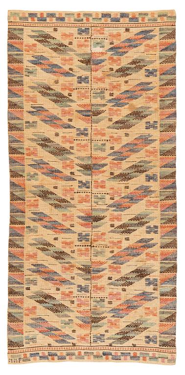 Märta Måås-Fjetterström, a textile, 'Blomkvist', flat weave, approximately 144 x 67 cm, signed MMF.