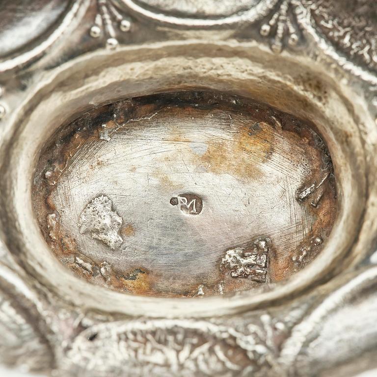 A German early 18th century silver bowl on foot, mark of Peter Cornelis Mol, Emden.