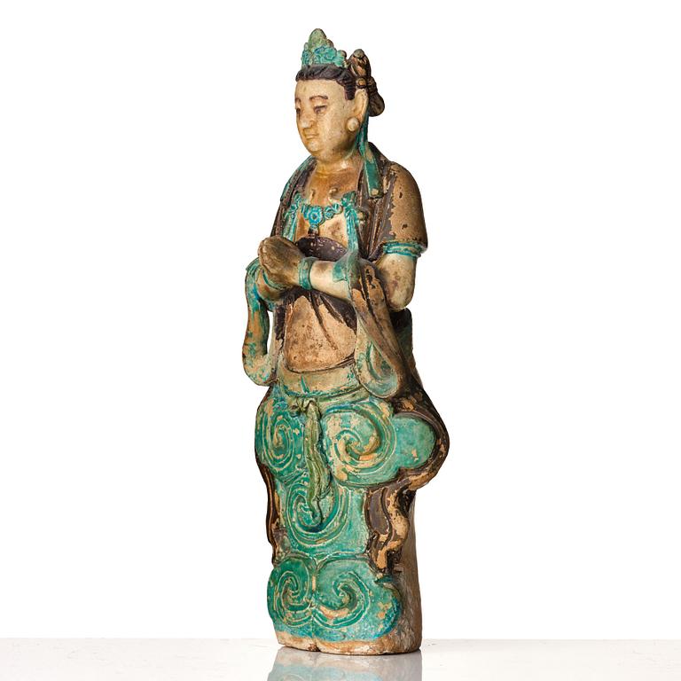 A turkoise glazed figure of bodhisattva, Ming dynasty (1368-1644).