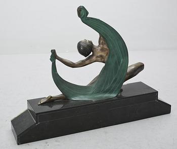 SKULPTUR, brons och marmor, Jean Lormier, signerad, 1930-tal.