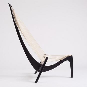 Jørgen Høvelskov, a black lacquered 'Harp' chair, Christensen & Larsen, Copenhagen, Denmark 1970-1980s.