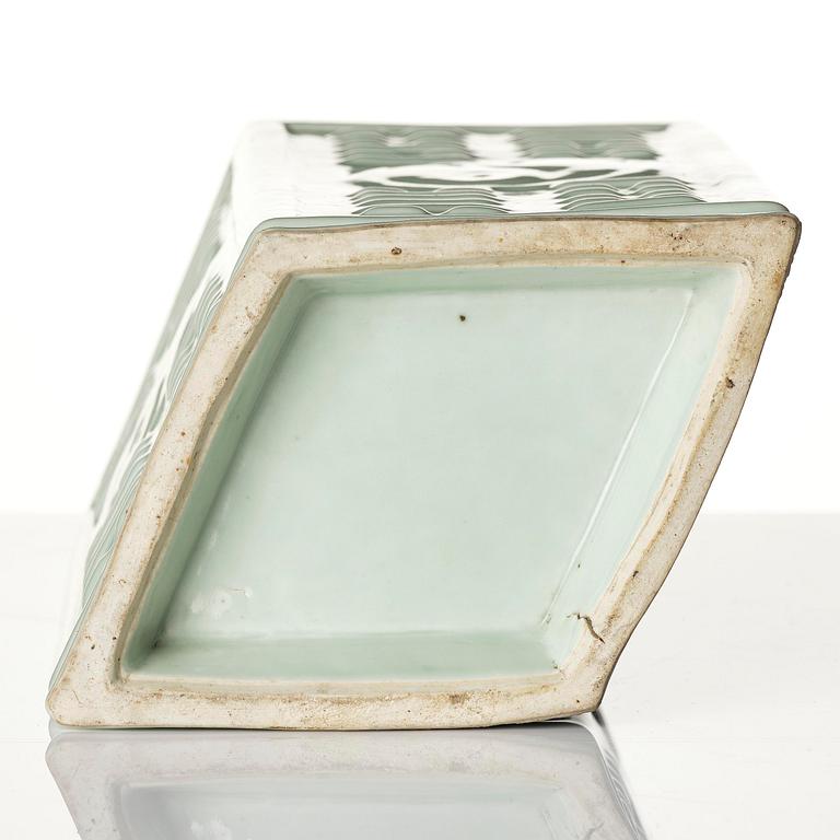 A celadon glazed 'trigram' vase, Qing dynasty, 19th century.
