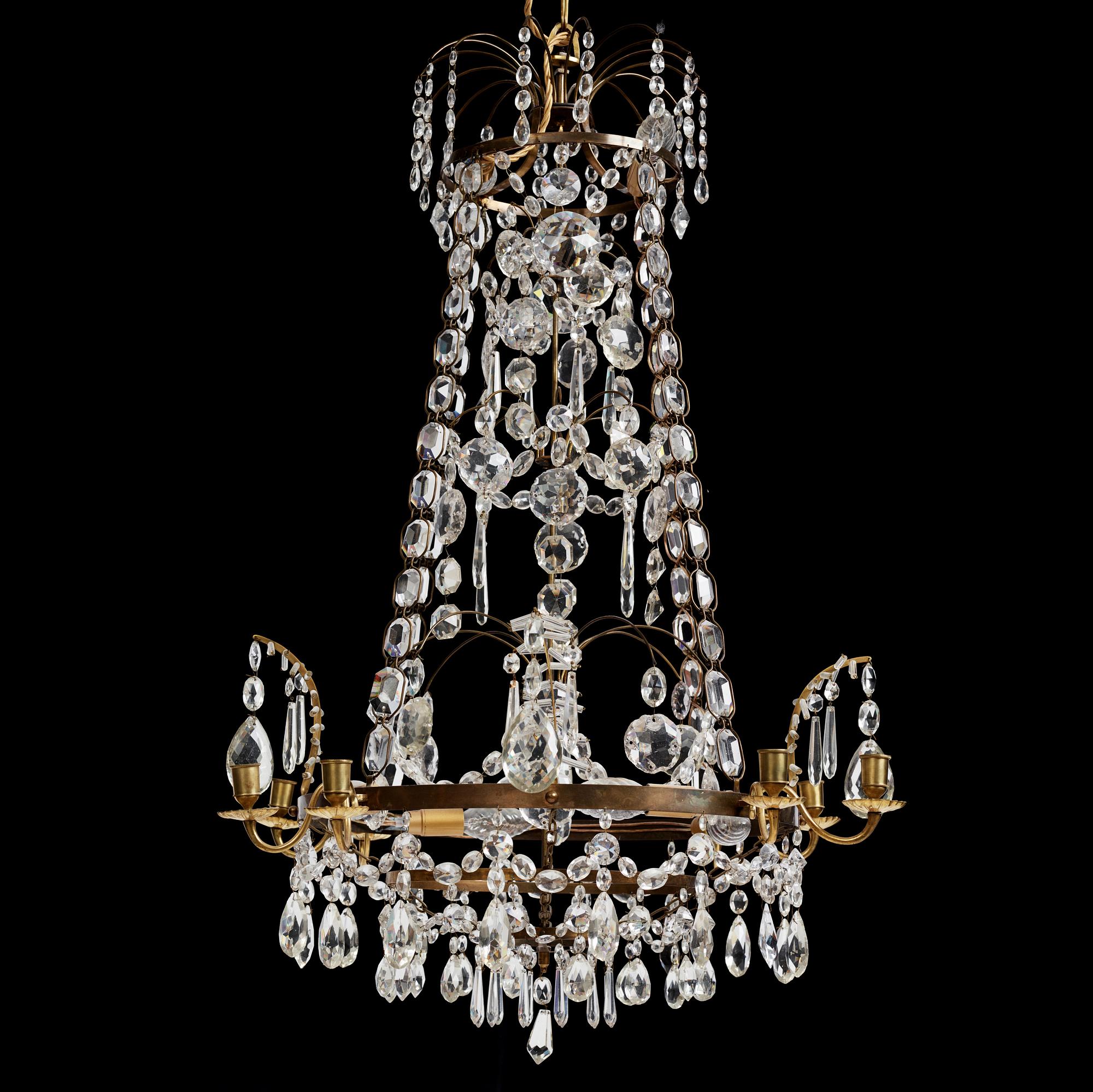 Ljuskrona, gustaviansk stil, sk "Hagamodell", 1900-tal.