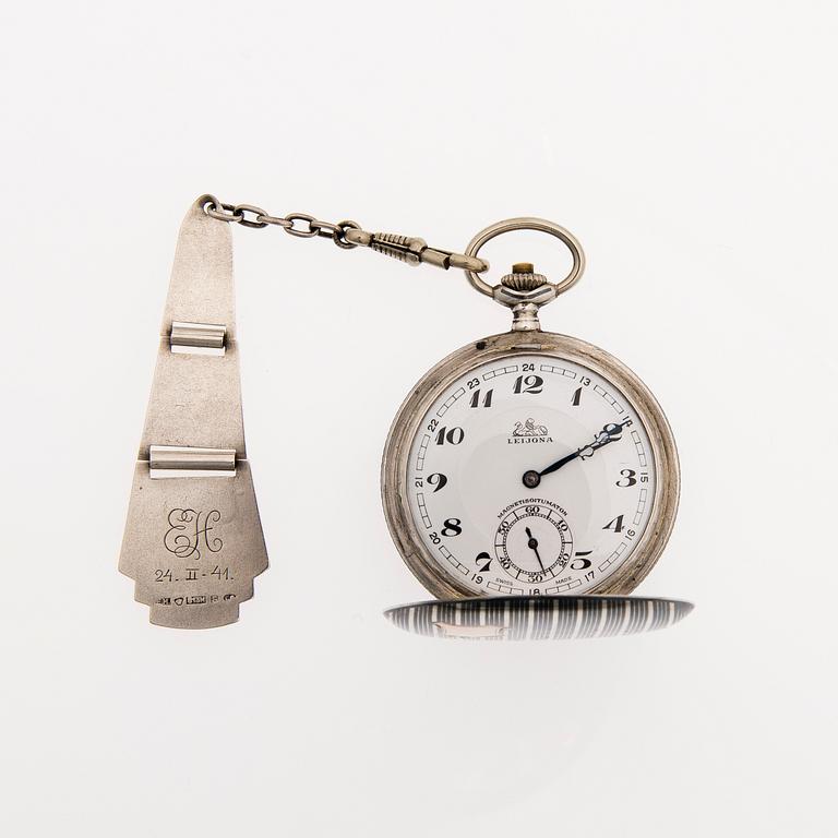 LEIJONA, pocket watch, 50 mm, hunter case.