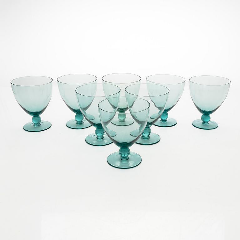 A set of eight wine glasses.