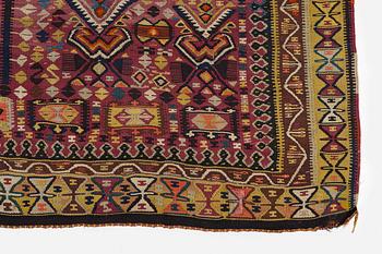 An antique kilim, southeastern Anatolia/Caucasus, c. 398 x 176 cm.