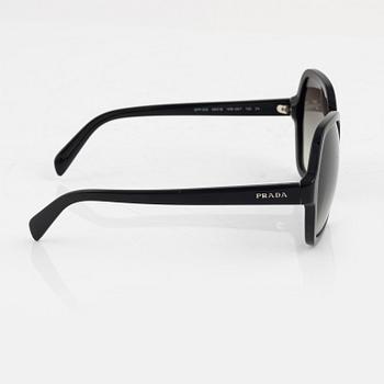 Prada, a pair of black sunglasses.