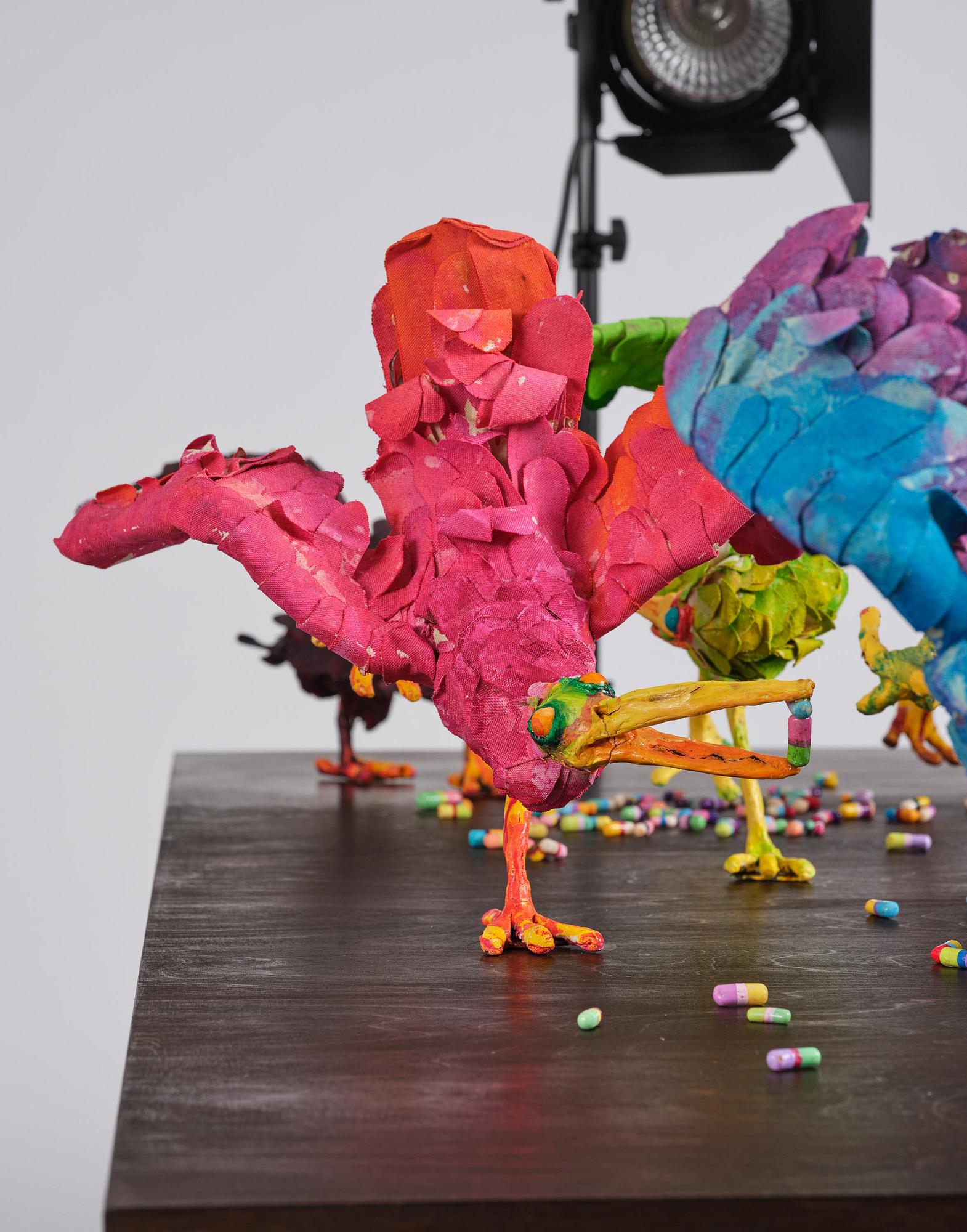 Nathalie Djurberg & Hans Berg, "A Thief Caught in the Act (Flock of Birds)".