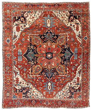 An antique Heriz Serapi carpet, north west persia, c 400-405 x 337 cm.