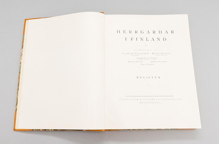 Böcker, 3 band, "Herrgårdar i Finland I-III", Söderström & C:o Förlagsaktiebolag Helsingfors 1928-30.