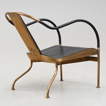 Mats Theselius, A Mats Theselius brass and leather 'El Rey' easy chair, Källemo, Sweden post 1999.