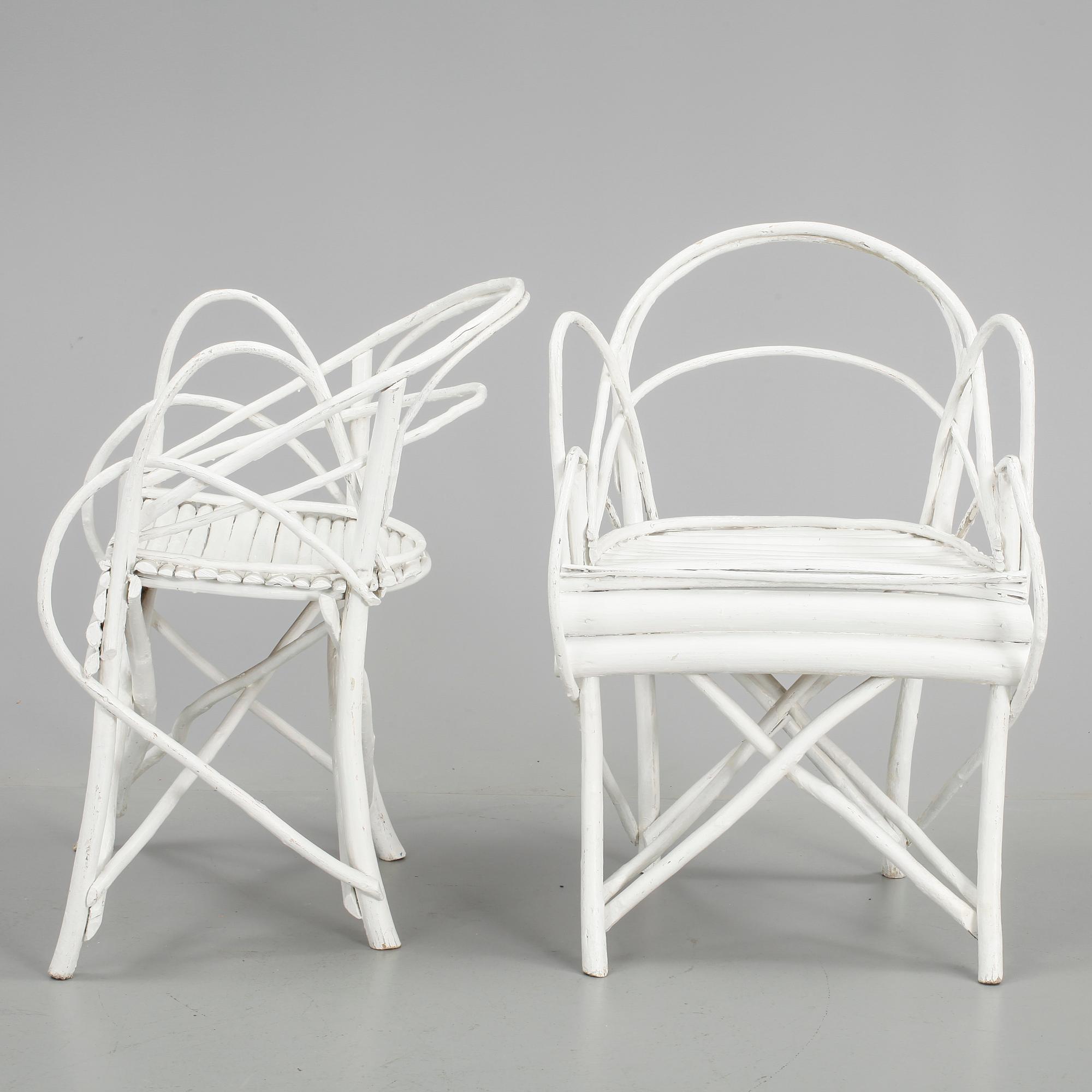 FÅTÖLJER, ett par, sk grenmöbler, 1900-tal.