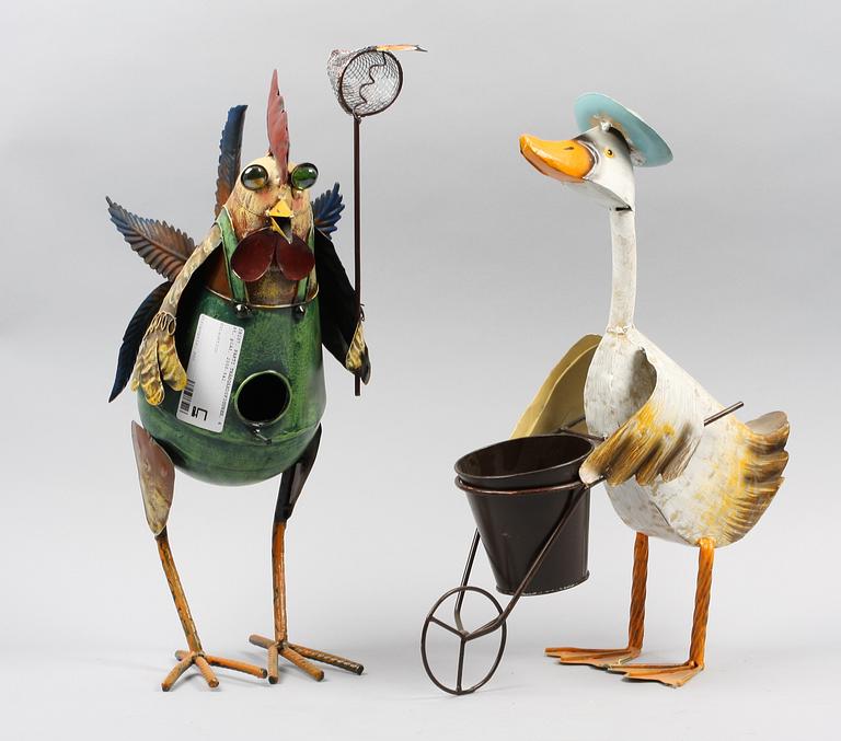 PARTI TRÄDGÅRDSFIGURER, 4 st, plåt, 2000-tal.