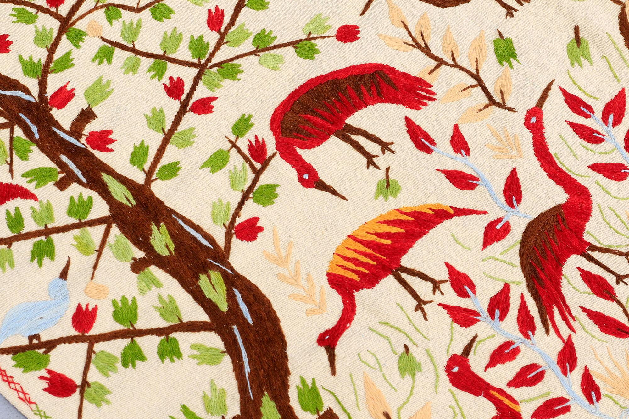 A RUG embroided flat weave, ca 171 x 121 cm.