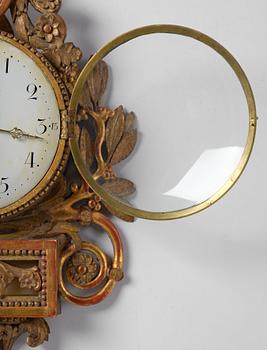 Wall clock, late Gustavian, Sven Peter Hörning (1750-1808, watchmaker in Stockholm, took over Petter Ernst's clock factory in 1785).