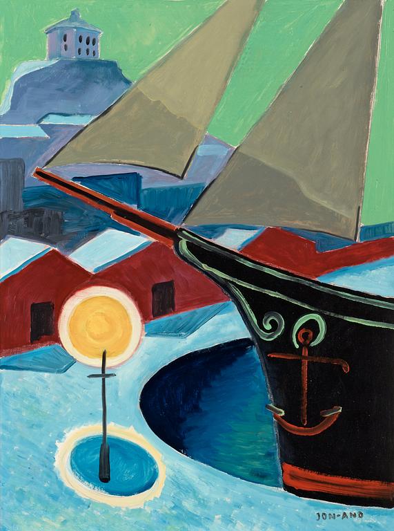 John Jon-And, "Skuta i hamn" (Ship in harbor).