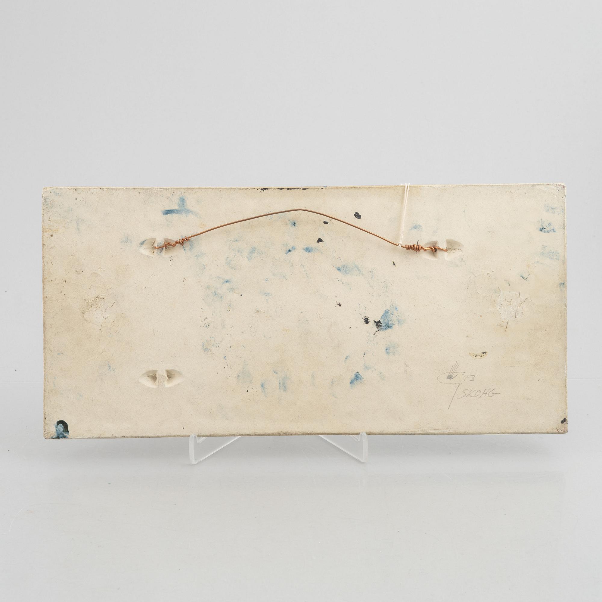 Börje Skohg, väggplaketter, tre stycken, stengods, Gustavsberg/Gustavsberg studio, 1970-tal.
