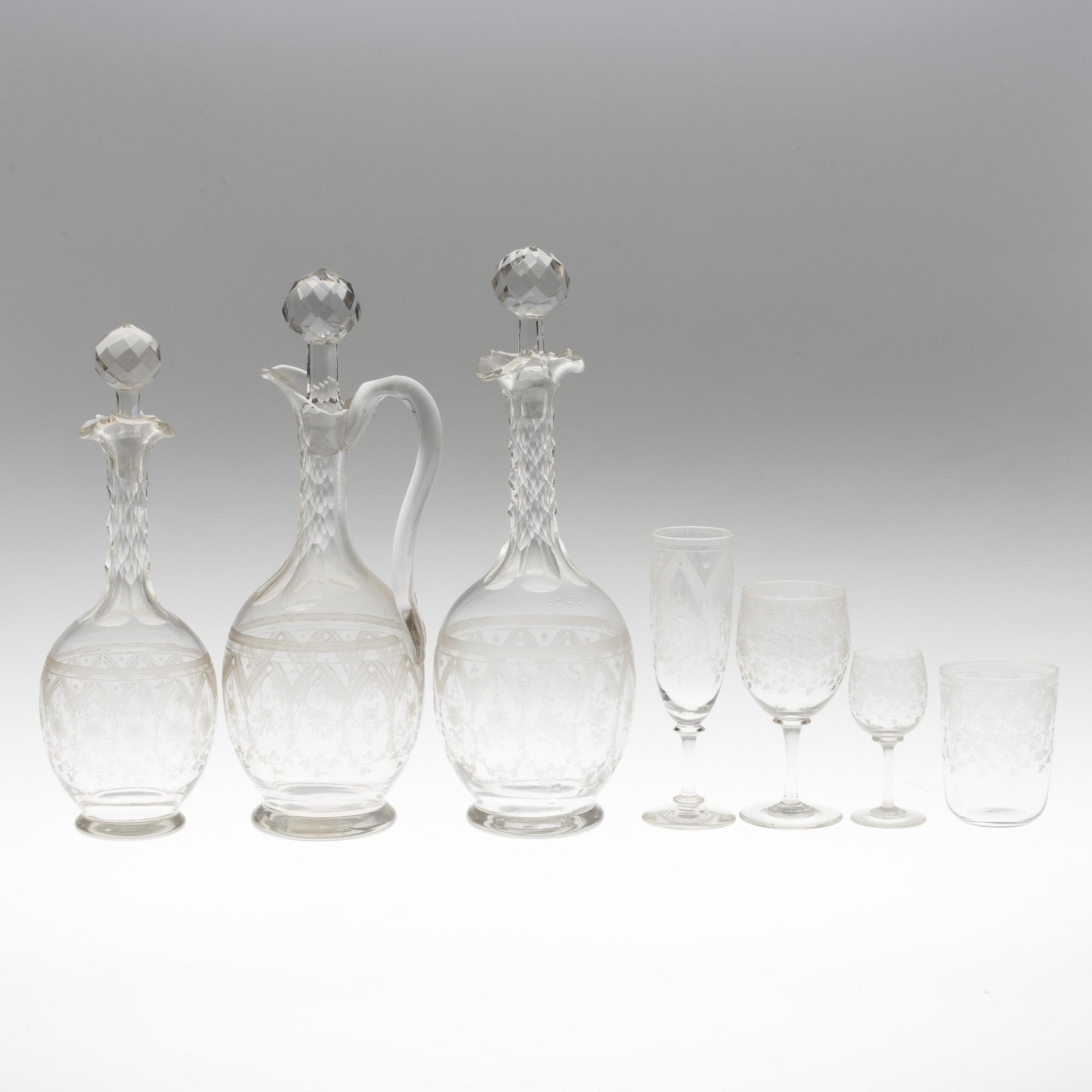A late 19th century 53 piece glass service.