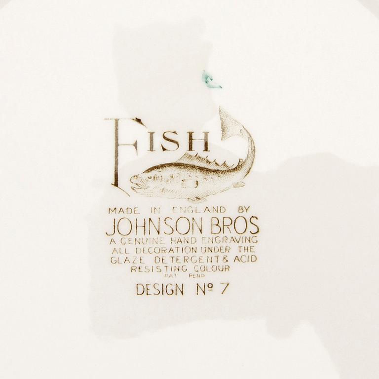 Fiskservis, 30 delar, flintgods, "Fish", Johnson Bros, England.