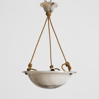 A ceiling lamp, alabaster, 1920s.