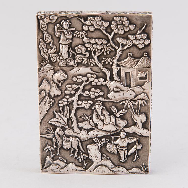 CARDCASE, silver, Khecheong, Kiina, Kanton 1850-1870.