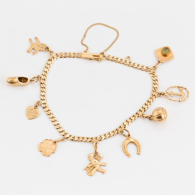 A gold charm-bracelet.