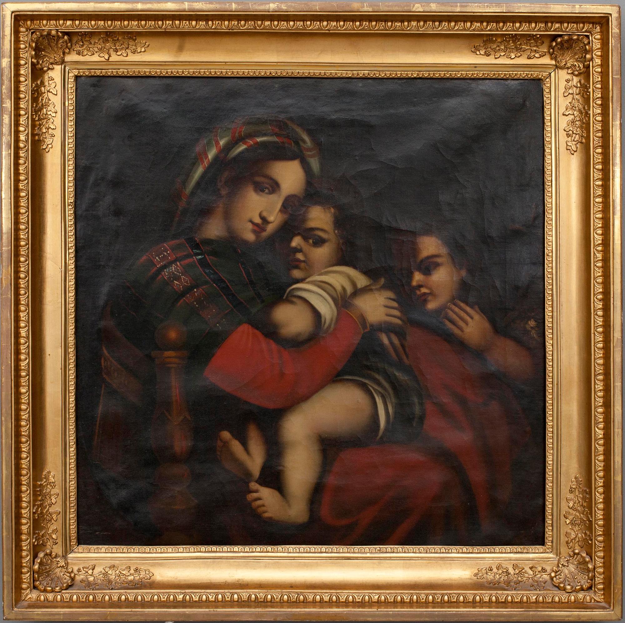 OKÄND KONSTNÄR, 1800-talets slut, "Madonna della Seggiola", efter RAFFAELLO (1483-1520).
