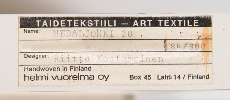 Riitta Kostamoinen, kuultokudos, numeroitu 184 /300 Helmi Vuorelma OY.