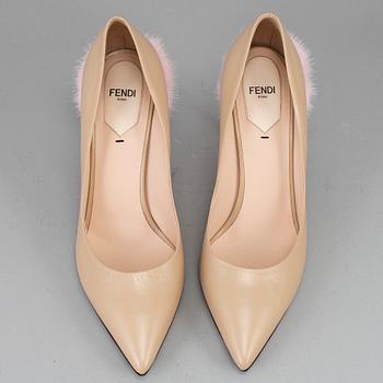 FENDI, a pair of leather hight heel shoes, size 40.