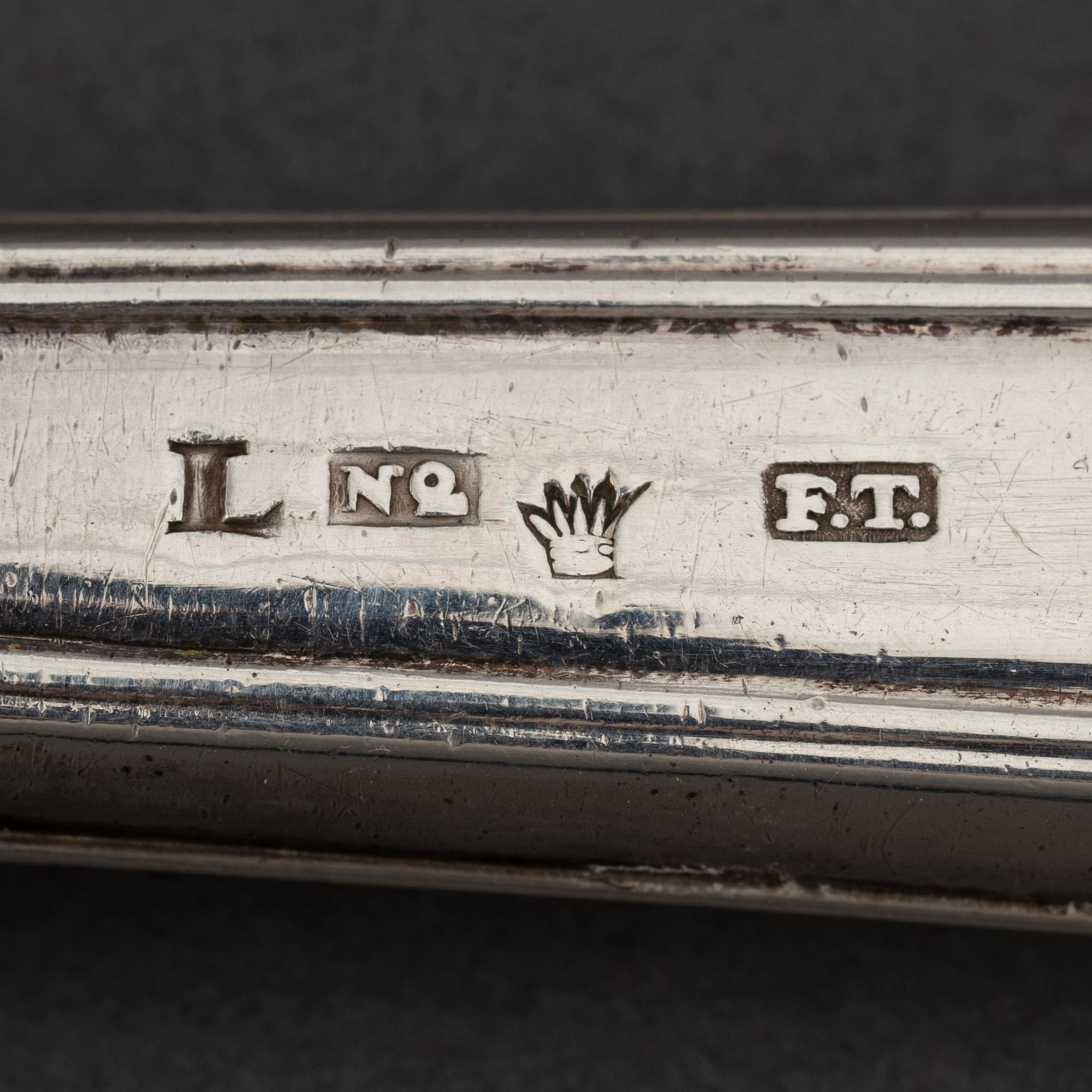 A Finnish silver cutery travel set, 19th century.