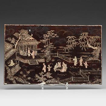 546. A lacquer and mother of peal panel, late Ming/early Qing dynasty.