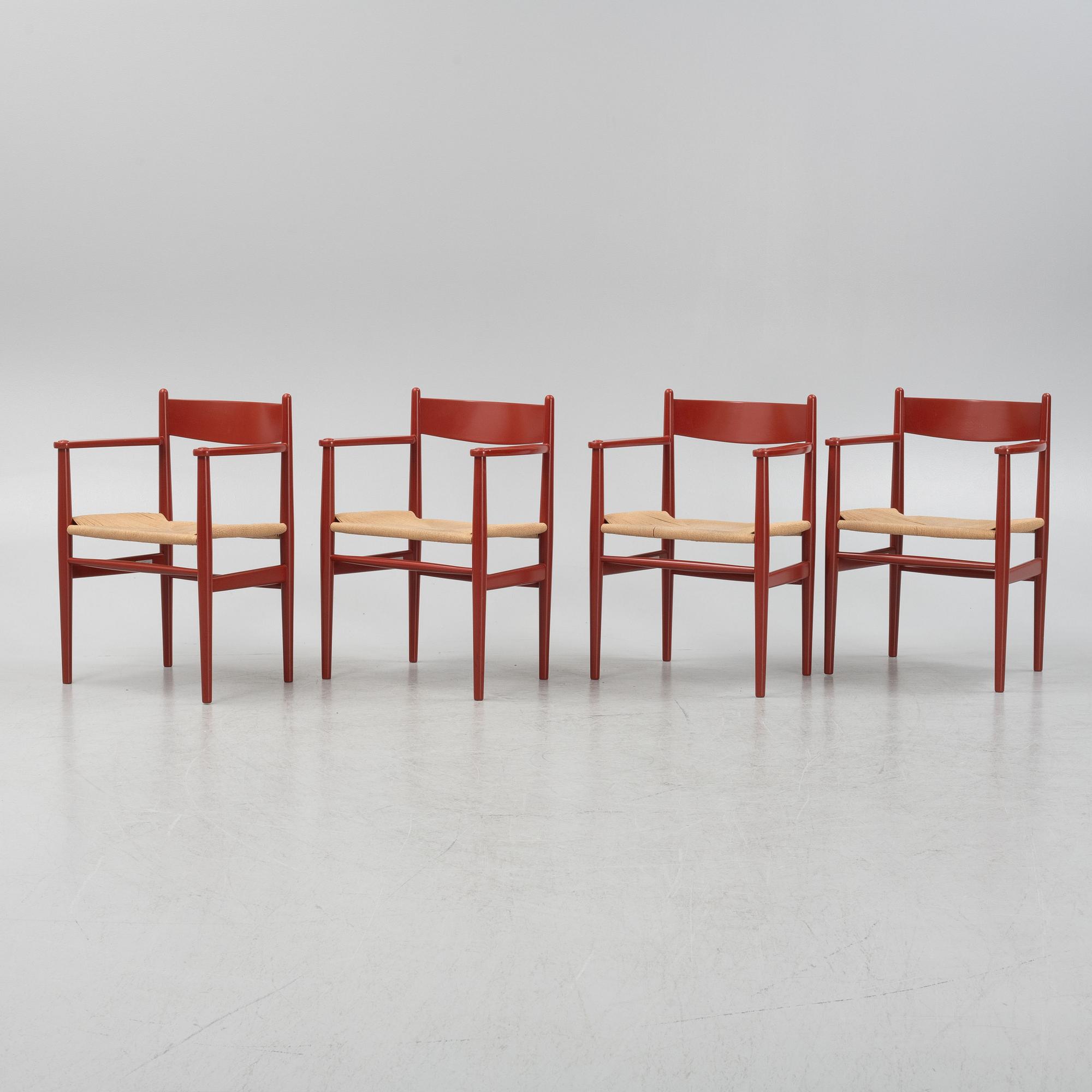 A set of  four "CH37" armchairs by Hans J Wegner for Carl Hansen & Søn, Denmark.