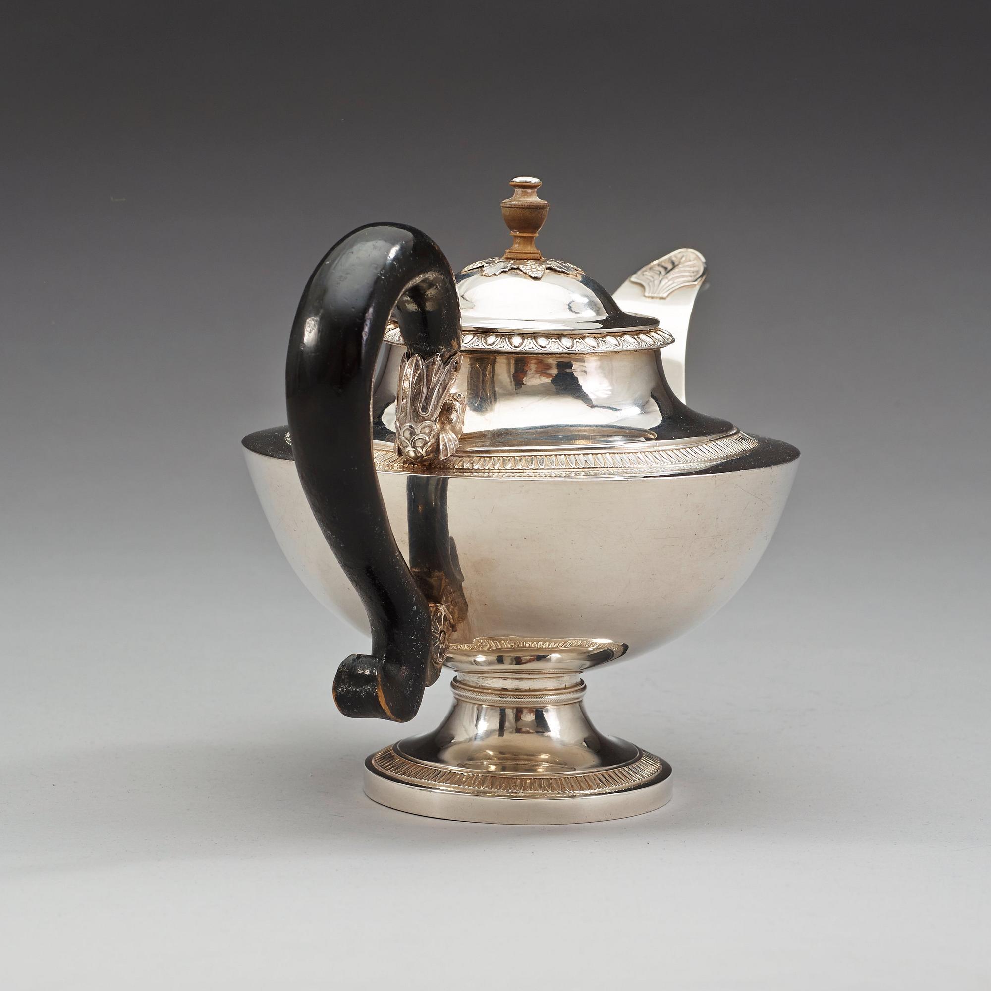 A Swedish 19th century silver tea-pot, marks of Gustaf Möllenborg, Stockholm 1828.