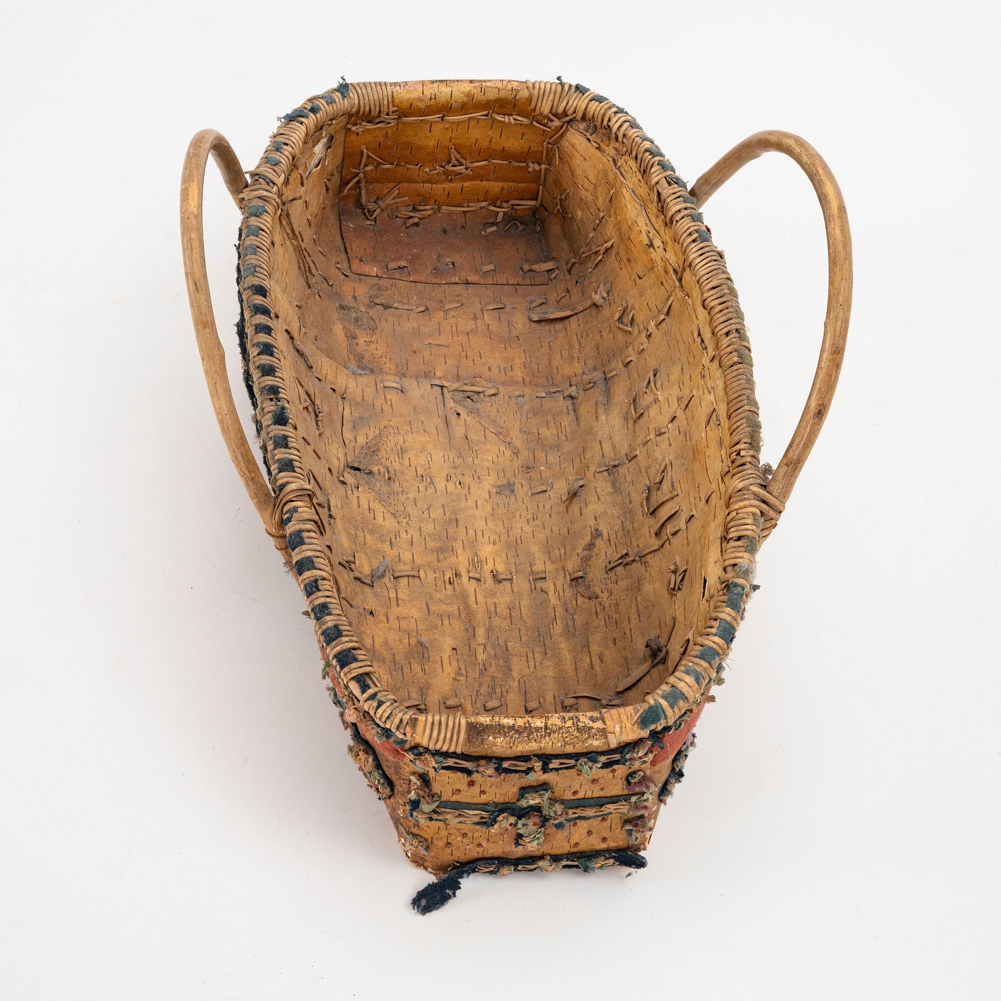 A Swedish folk art baptistal basket, Dalarna, late 19th century.