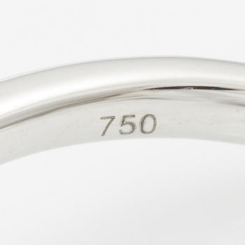 Ring, cocktail ring, 18K white gold set with aquamarine and brilliant-, carré- and baguette-cut diamonds.